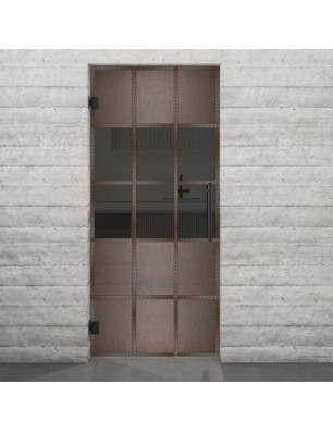 Pendeltür Loft Rosteisen Genietet 31 Auf Grauglas