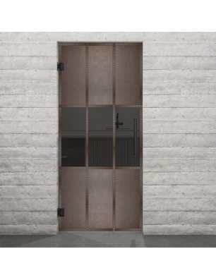 Pendeltür Loft Rosteisen Genietet 33 Auf Grauglas