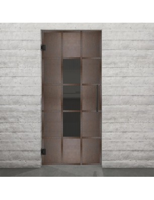 Pendeltür Loft Rosteisen Genietet 34 Auf Grauglas