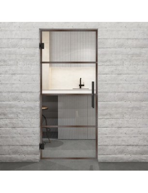 Pendeltür Loft Rosteisen Genietet 02 Auf Klarglas