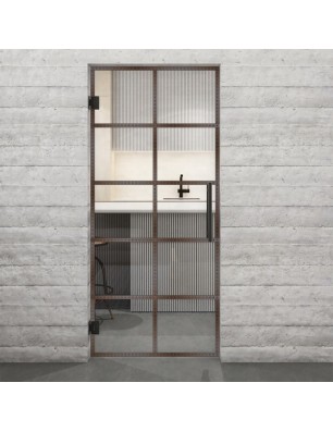 Pendeltür Loft Rosteisen Genietet 05 Auf Klarglas