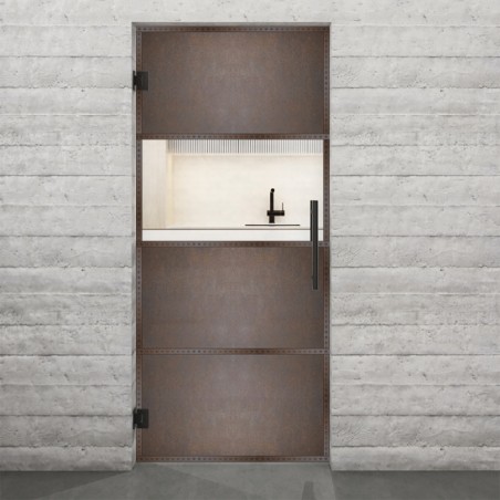 Pendeltür Loft Rosteisen Genietet 26 Auf Klarglas