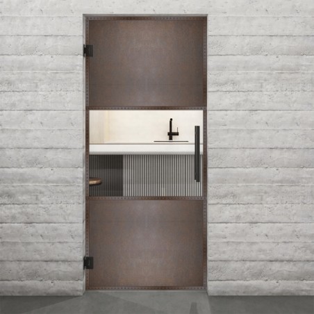 Pendeltür Loft Rosteisen Genietet 27 Auf Klarglas