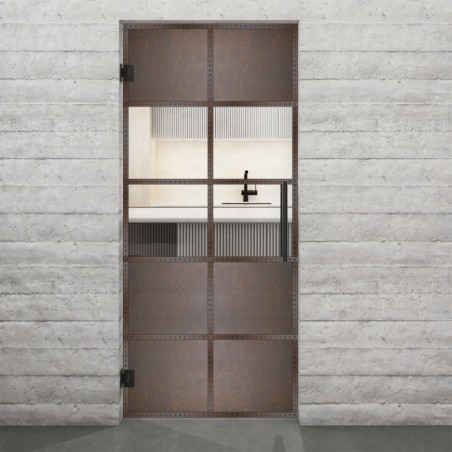 Pendeltür Loft Rosteisen Genietet 28 Auf Klarglas