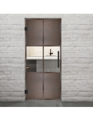 Pendeltür Loft Rosteisen Genietet 30 Auf Klarglas