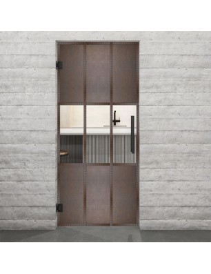 Pendeltür Loft Rosteisen Genietet 33 Auf Klarglas