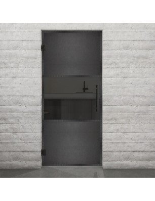 Pendeltür Loft Schwarzeisen Genietet 27 Auf Grauglas