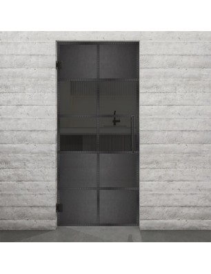 Pendeltür Loft Schwarzeisen Genietet 28 Auf Grauglas