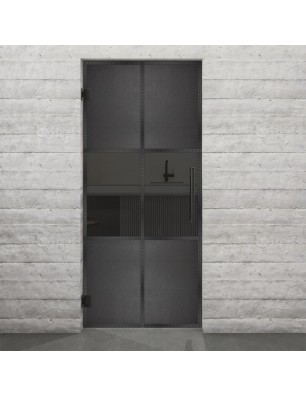 Pendeltür Loft Schwarzeisen Genietet 30 Auf Grauglas