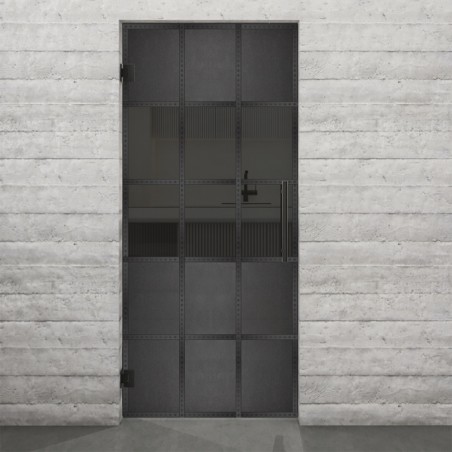 Pendeltür Loft Schwarzeisen Genietet 31 Auf Grauglas