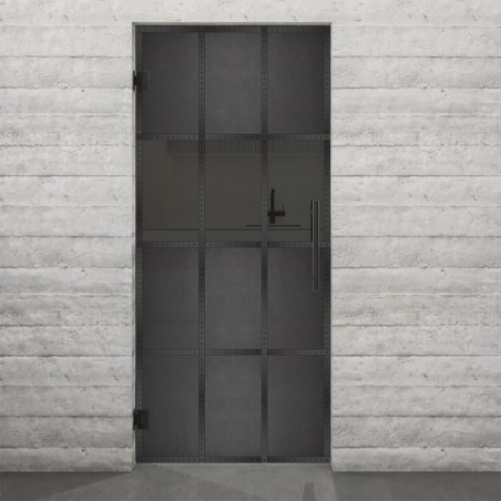 Pendeltür Loft Schwarzeisen Genietet 32 Auf Grauglas