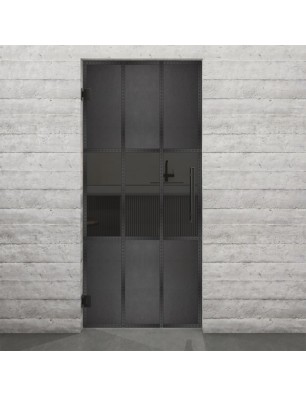 Pendeltür Loft Schwarzeisen Genietet 33 Auf Grauglas