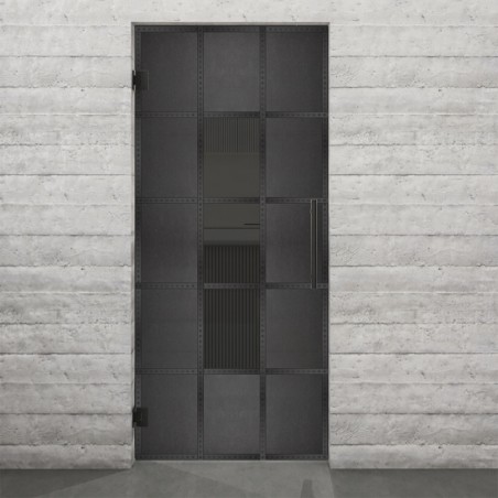 Pendeltür Loft Schwarzeisen Genietet 34 Auf Grauglas