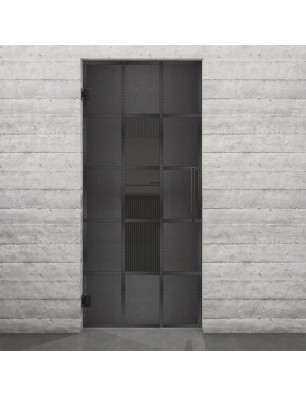 Pendeltür Loft Schwarzeisen Genietet 34 Auf Grauglas