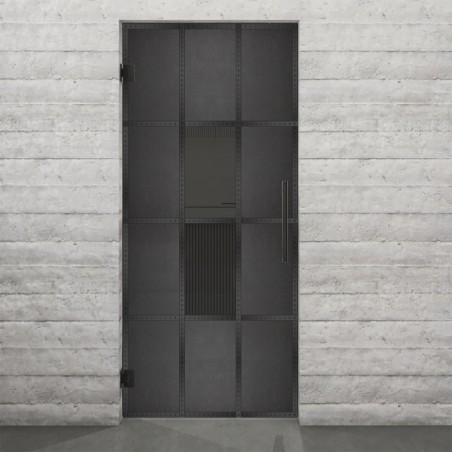 Pendeltür Loft Schwarzeisen Genietet 35 Auf Grauglas