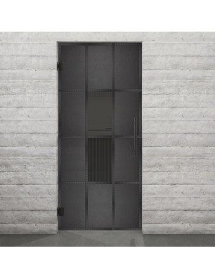 Pendeltür Loft Schwarzeisen Genietet 35 Auf Grauglas