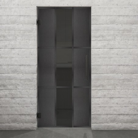 Pendeltür Loft Schwarzeisen Genietet 36 Auf Grauglas