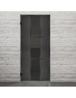 Pendeltür Loft Schwarzeisen Genietet 36 Auf Grauglas