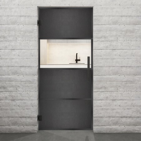 Pendeltür Loft Schwarzeisen Genietet 26 Auf Klarglas