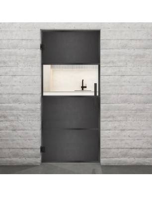 Pendeltür Loft Schwarzeisen Genietet 26 Auf Klarglas