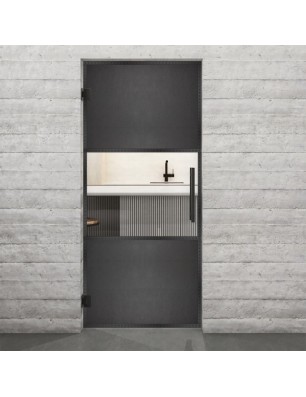 Pendeltür Loft Schwarzeisen Genietet 27 Auf Klarglas