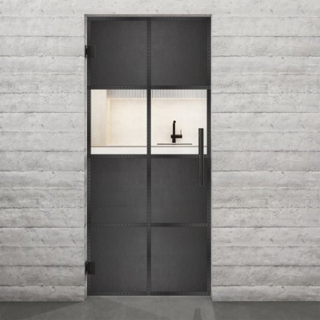 Pendeltür Loft Schwarzeisen Genietet 29 Auf Klarglas