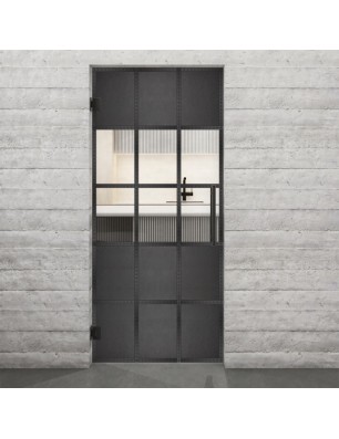 Pendeltür Loft Schwarzeisen Genietet 31 Auf Klarglas