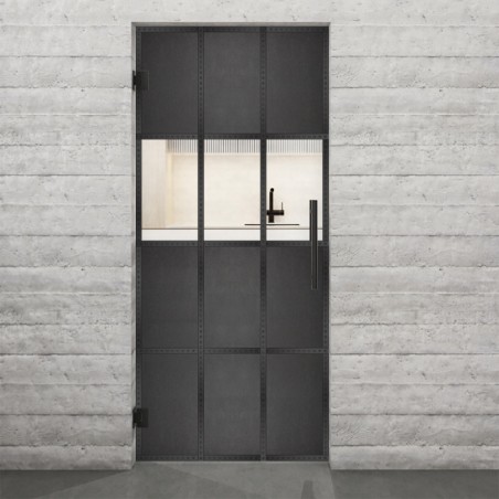 Pendeltür Loft Schwarzeisen Genietet 32 Auf Klarglas