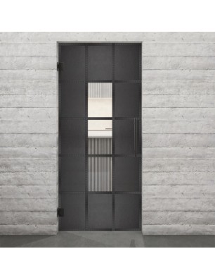 Pendeltür Loft Schwarzeisen Genietet 34 Auf Klarglas