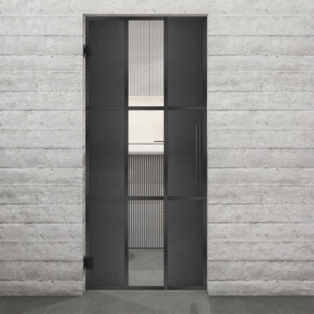 Pendeltür Loft Schwarzeisen Genietet 36 Auf Klarglas