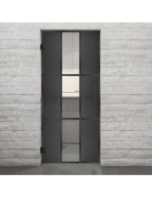 Pendeltür Loft Schwarzeisen Genietet 36 Auf Klarglas