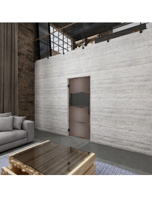 Pendeltür Loft Rosteisen Genietet 26 Auf Grauglas