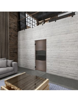 Pendeltür Loft Rosteisen Genietet 27 Auf Grauglas