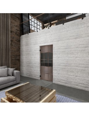 Pendeltür Loft Rosteisen Genietet 31 Auf Grauglas