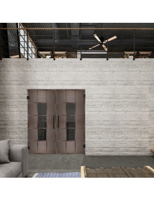 Pendeltür Loft Rosteisen Genietet 34 Auf Grauglas