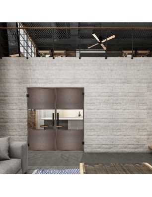 Pendeltür Loft Rosteisen Genietet 27 Auf Klarglas