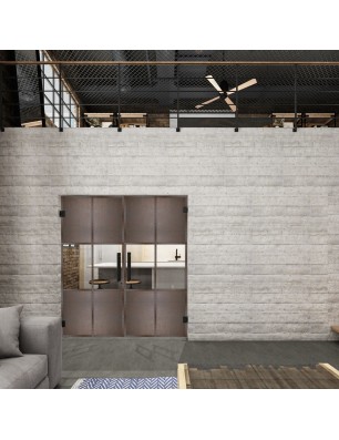 Pendeltür Loft Rosteisen Genietet 30 Auf Klarglas