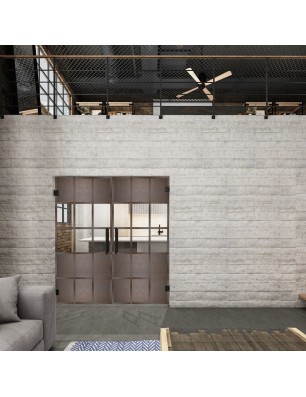 Pendeltür Loft Rosteisen Genietet 31 Auf Klarglas