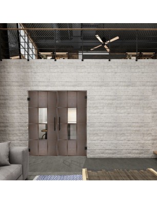 Pendeltür Loft Rosteisen Genietet 35 Auf Klarglas