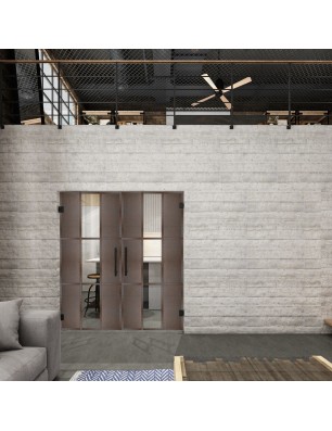 Pendeltür Loft Rosteisen Genietet 36 Auf Klarglas