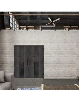 Pendeltür Loft Schwarzeisen Genietet 36 Auf Grauglas