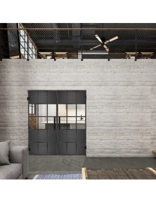 Pendeltür Loft Schwarzeisen Genietet 31 Auf Klarglas