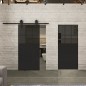 Pendeltür Loft Schwarzlack 27 Auf Grauglas