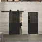 Pendeltür Loft Schwarzlack 28 Auf Grauglas