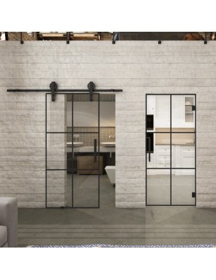 Pendeltür Loft Schwarzlack 07 Auf Klarglas-modernes Zuhause