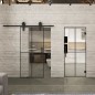 Pendeltür Loft Schwarzlack 08 Auf Klarglas