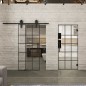 Pendeltür Loft Schwarzlack 09 Auf Klarglas
