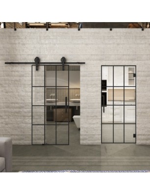 Pendeltür Loft Schwarzlack 10 Auf Klarglas-modernes Zuhause