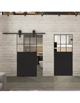 Pendeltür Loft Schwarzlack 27 Auf Klarglas-modernes Zuhause
