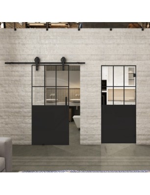 Pendeltür Loft Schwarzlack 28 Auf Klarglas-modernes Zuhause